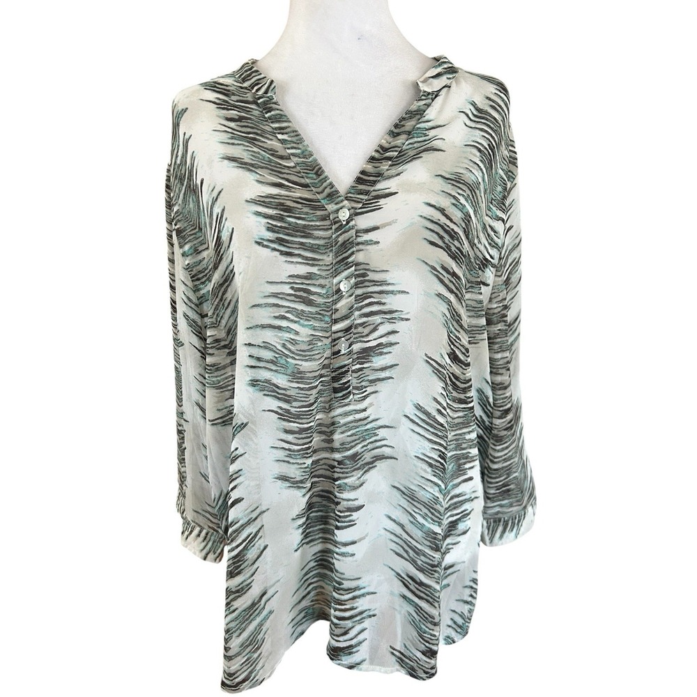 Chicos Sheer Tunic Style Blouse Abstract Design Womans SZ XL (Chicos SZ 3)